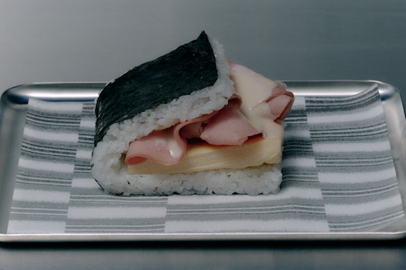 Mortadella and egg onigiri at Suupaa.