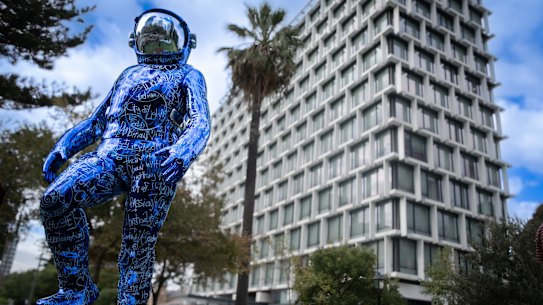 Boonji Spaceman public artwork touches down in Perth. 
