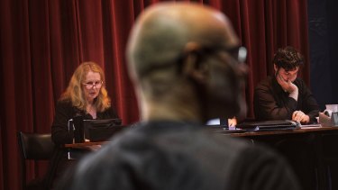 Suzanne Chaundy directs the cast of Melbourne Opera’s <i>Das Rheingold</i> in rehearsal.