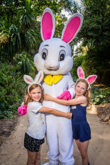 Twins Millie and Isla, aged seven, were egg-cited to meet the Easter Bunny.