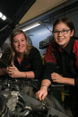 Mechanic Caroline Langan-Minca and her apprentice Janine Nudl.