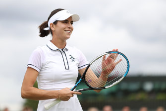 Ajla Tomljanovic celebrates her win over Catherine Harrison.