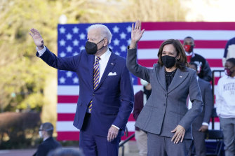 US President Joe Biden and Vice-President Kamala Harris in Atlanta, Georgia last Tuesday pushing for voting rights reform.