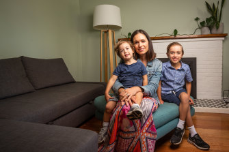 Delwyn Lawson with her sons Luca, two, and Elijah, six. Ms Lawson experienced ovarian hyperstimulation syndrome, which can occur after IVF treatments and cause severe side effects such as blood clots and kidney failure.