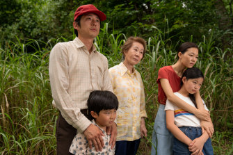 Two acting nominations: Steven Yeun with (from left) Alan S. Kim, Yuh-Jung Youn, Yeri Han and Noel Cho in Minari.
