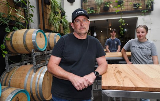 Owner of Tar Barrel Brewery, Matt Bebe with employees Nia Evans and Ben Maclean.