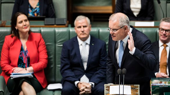 Prime Minister Scott Morrison during question time.