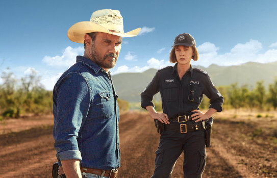 Aaron Pedersen and Judy Davis in the TV series Mystery Road.