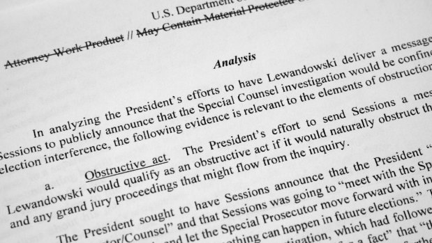 Special counsel Robert Mueller's redacted report on the investigation into Russian interference in the 2016.