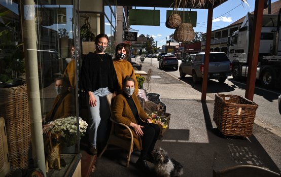 Louise Christenson with daughters Meg Christenson and
Anna Maguire at the Worn out Wares shop in Singleton. 