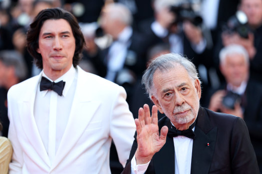 Adam Driver and Francis Ford Coppola on the Megalopolis red carpet at the Cannes Film Festival last month.