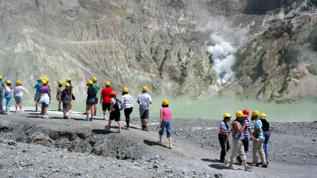 A file photo of visitors to White Island.