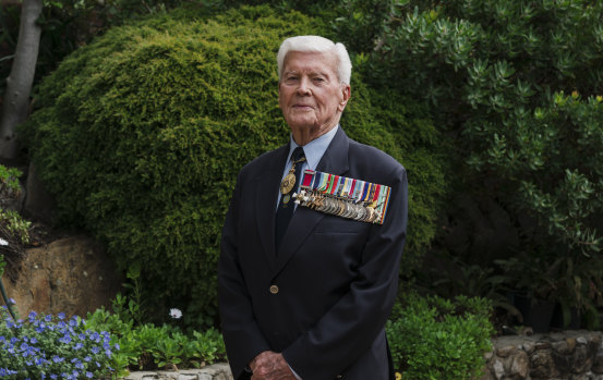 Rear Admiral (Ret'd) Guy Griffiths, pictured at his home in Castle Cove. He hopes Australia is never involved in another world war.