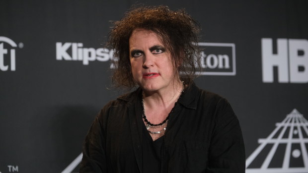 Robert Smith in March 2019, as The Cure were inducted into the Rock & Roll Hall of Fame in New York.