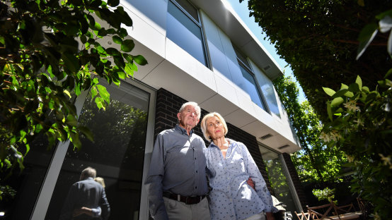 Kevin and Jennifer Opie pictured at their South Yarra apartment block in November 2018.