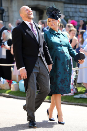 Mike and Zara Tindall arrive at the wedding of Prince Harry and Meghan Markle on May 19, 2018 in Windsor, England.
