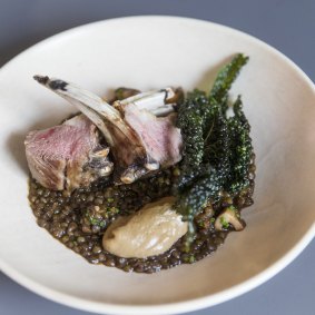 Frederic’s lamb roast with kale and puy lentils.