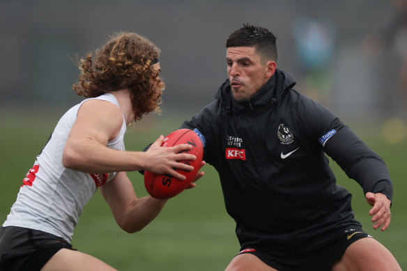 Magpies great Scott Pendlebury trains on Wednesday ahead of his 400th game on Saturday.