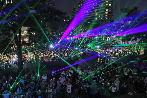 The laser party was a dazzling light show.