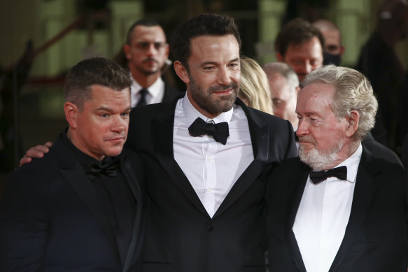 Matt Damon, Ben Affleck and Ridley Scott on the red carpet in Venice.