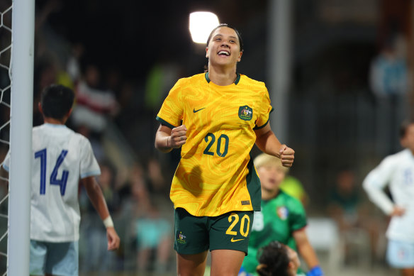 Sam Kerr in action for the Matildas.