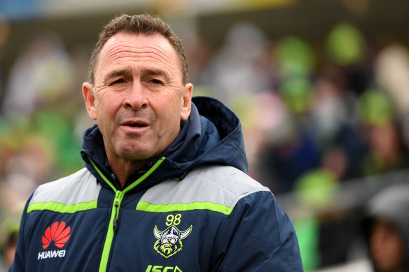 Raiders coach Ricky Stuart gave Hudson Young some 'tough love'.