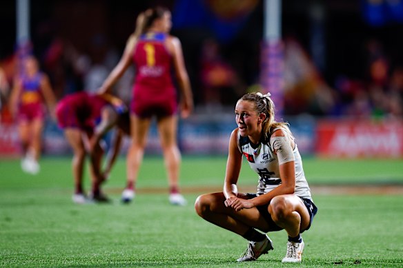 Carlton’s Yasmin Duursma after the prelim loss. 