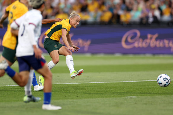 Tameka Yallop scores against Taiwan.