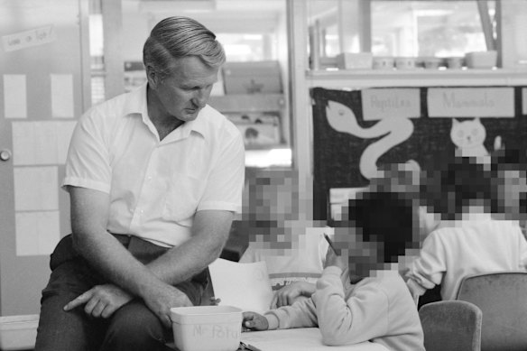 Richard Ross at Braybrook Primary School, where he was principal for 20 years from 1969.