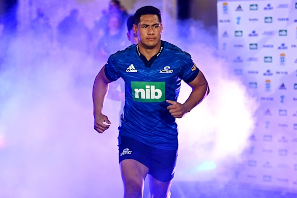 Tuivasa-Sheck during his time with the Auckland Blues in rugby.
