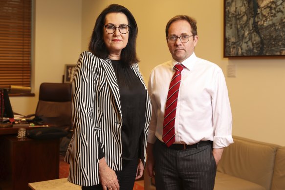Portrait of Senator Deborah O’Neill and Labor MP Daniel Mulino in Canberra on Wednesday. 