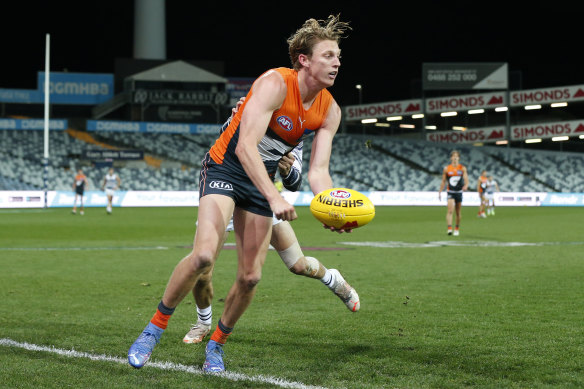 Lachie Whitfield played a leading role for the Giants in their win over Geelong.