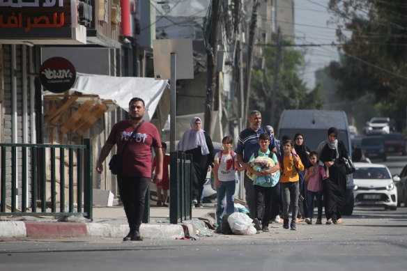 Palestinians in Gaza have been displaced from their homes and are forced to move south.