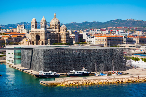 Old and new collide… Marseille Cathedral and the Museum of European and Mediterranean Civilisations.