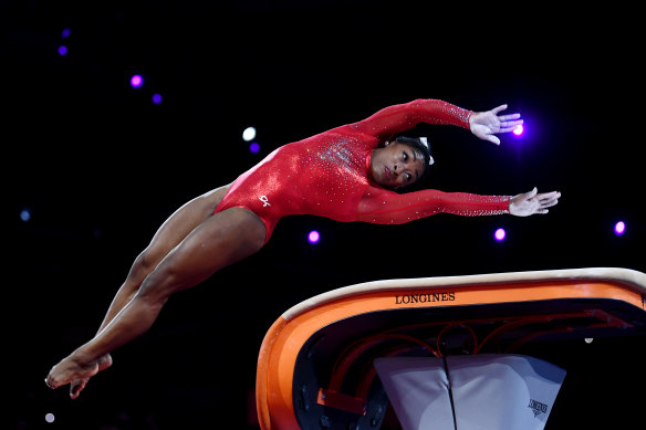 Simone Biles won gold with two brilliant vaults.