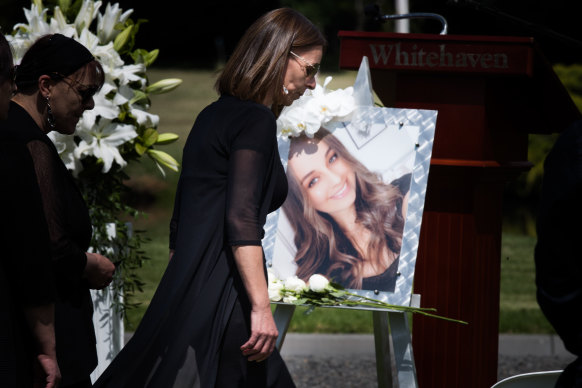 Aggie Di Mauro at the funeral for her daughter Celeste last week. 