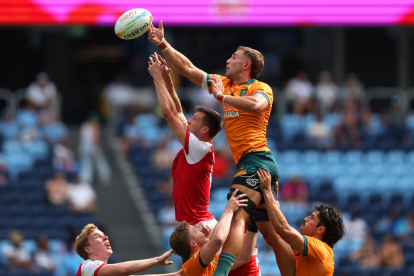 Nathan Lawson wins a lineout in their win over Great Britain.