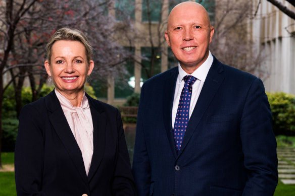 Liberal party leader Peter Dutton and Deputy leader Sussan Ley.