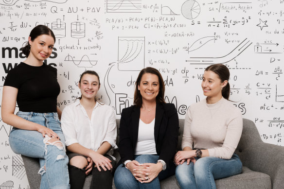 Sia Goutzas with her daughters who all went to single-sex schools (from left) Tiana, 18, Elizabeth, 16, and Giorgia, 20. 