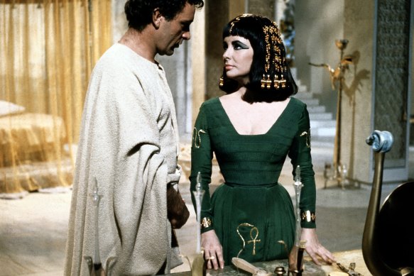 Elizabeth Taylor as Cleopatra with Richard Burton as Mark Antony in the 1963 epic.