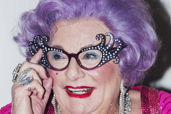 Barry Humphries as Dame Edna Everage in Sydney in 2019.