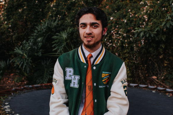 Baulkham Hills High student Syed Ahmad collected data on average scores from hundreds of NSW public school annual reports.  