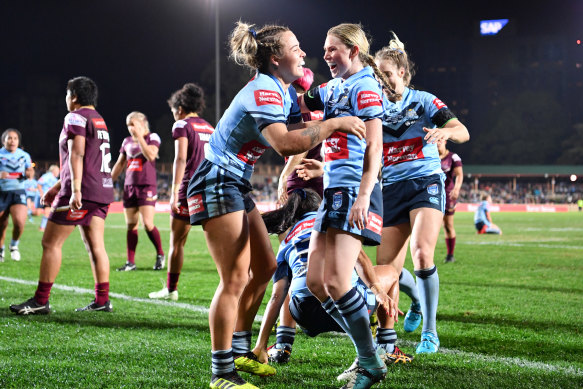 Blues celebrate after victory in 2018.