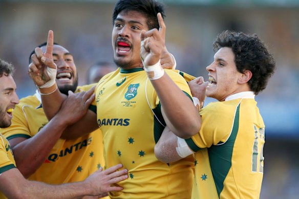 Will Skelton tried the first output of Wallabies against France in 2014.