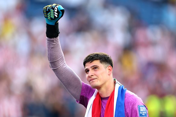 Paraguay’s goalkeeper Orland Gill after their penalty shootout win against Germany. 