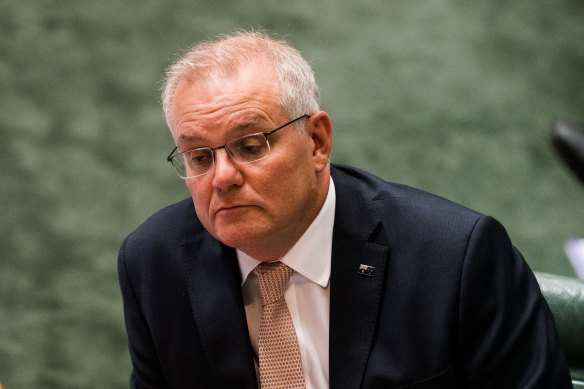 Scott Morrison during question Time at Parliament House, Canberra.