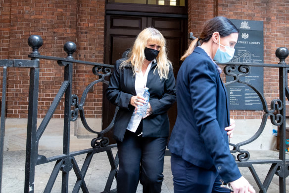 Helen White leaves the NSW Supreme Court on Monday.