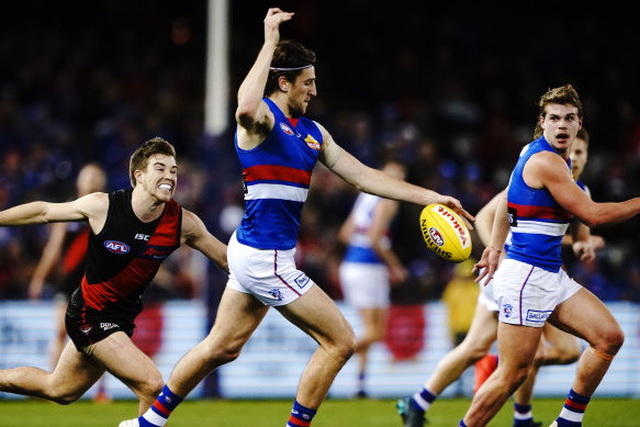Marcus Bontempelli was one of the Bulldogs many stars as they demoralised Essendon.