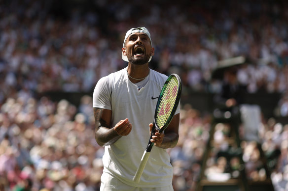 Nick Kyrgios during the 2022 Wimbledon final.