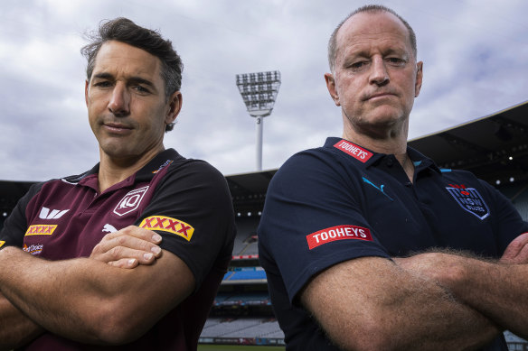Billy Slater and Michael Maguire launch this year’s Origin series at the MCG.